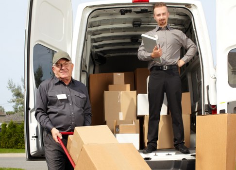 Furniture and boxes prepared for a local removal job in Croydon