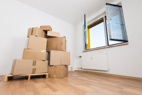 Moving truck and boxes during a removal service in Croydon