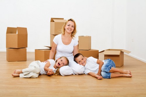 Packed boxes and home contents ready for transport